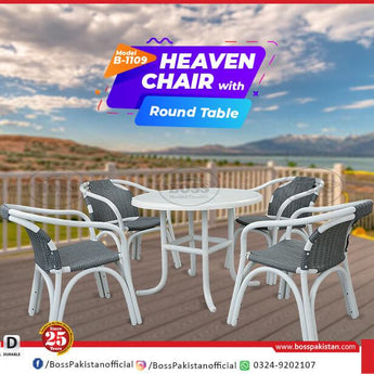 Boss Heaven UPVC Craft Outdoor Chairs Table Set