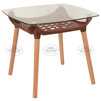 Boss BP-295-WL Elegant Table with Strong Base and Tempered Glass on Top
